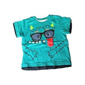 Shirt 18 month Boys Little Rebel short sleeve blue with Layed style